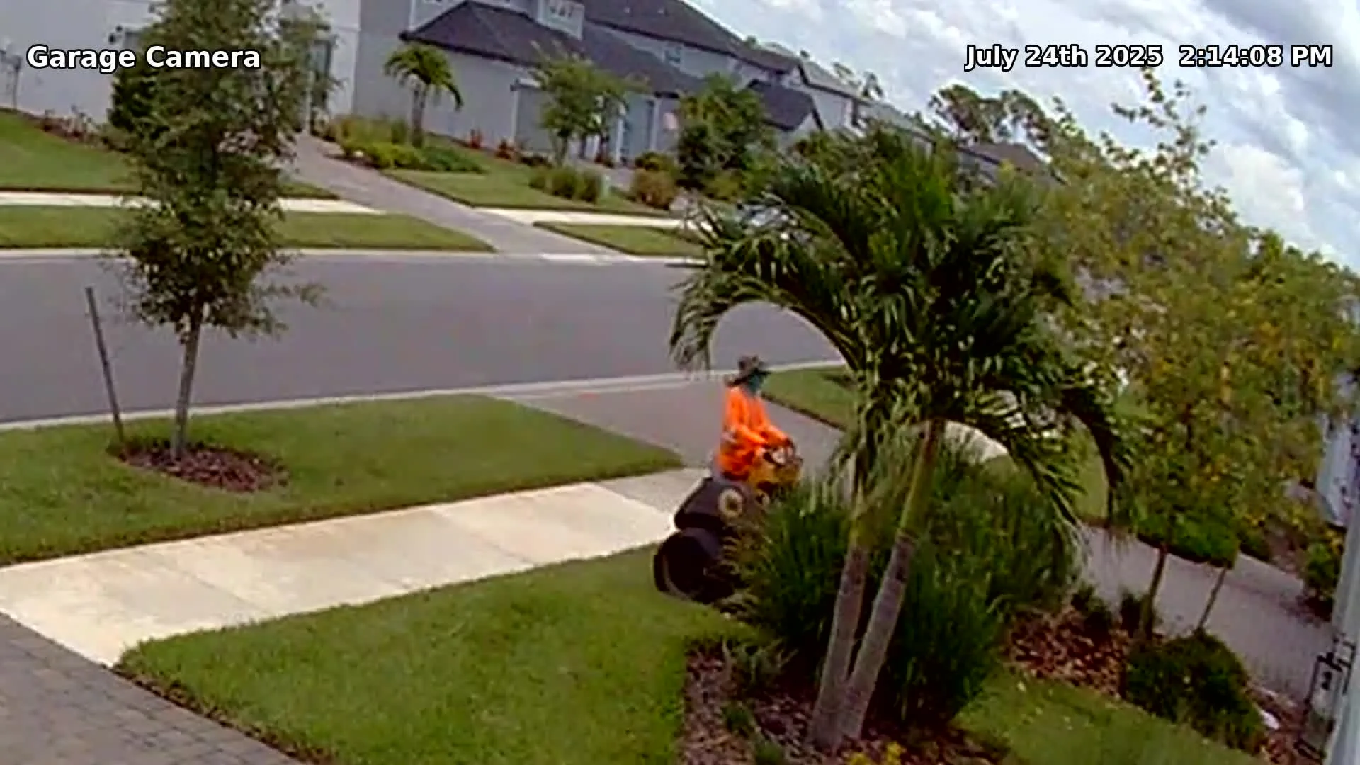 Video still of the lawn mower approaching the backflow equipment